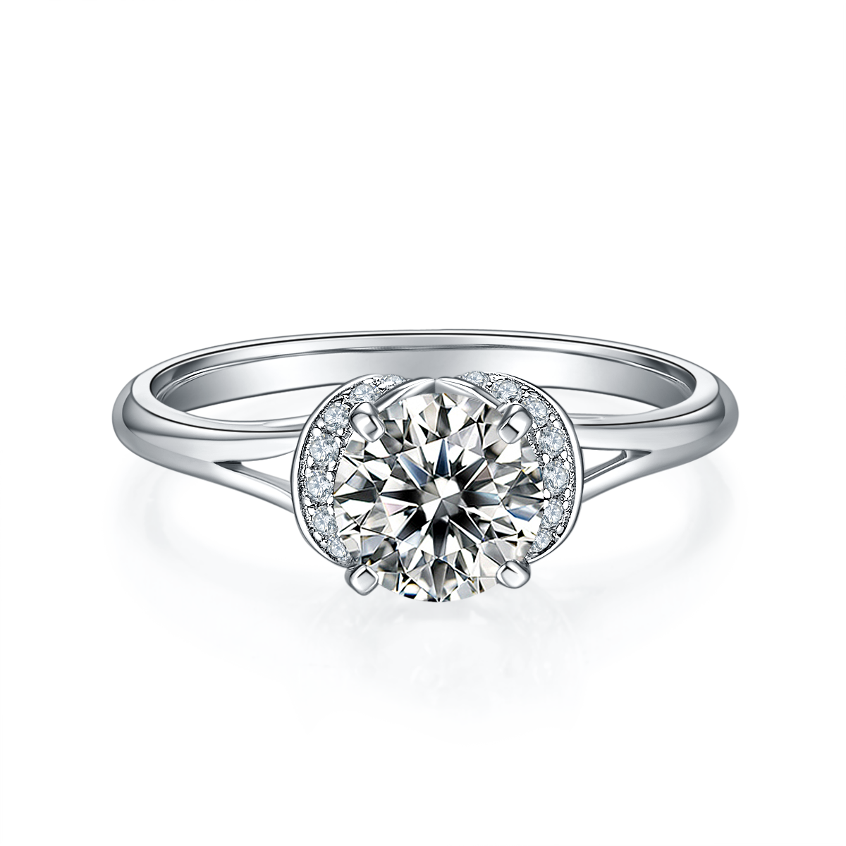 Beloved S925 Silver Plated Platinum Moissanite Women's Ring 1 Carat D-Class